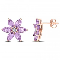 Julianna B 10K Rose Gold Amethyst & 0.06CTW Diamond Earrings