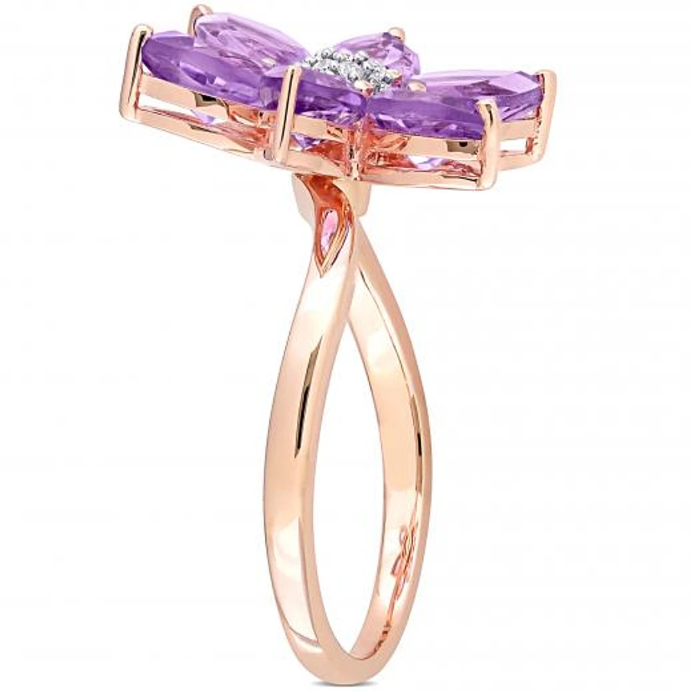 Julianna B 10K Rose Gold Amethyst & Diamond Ring