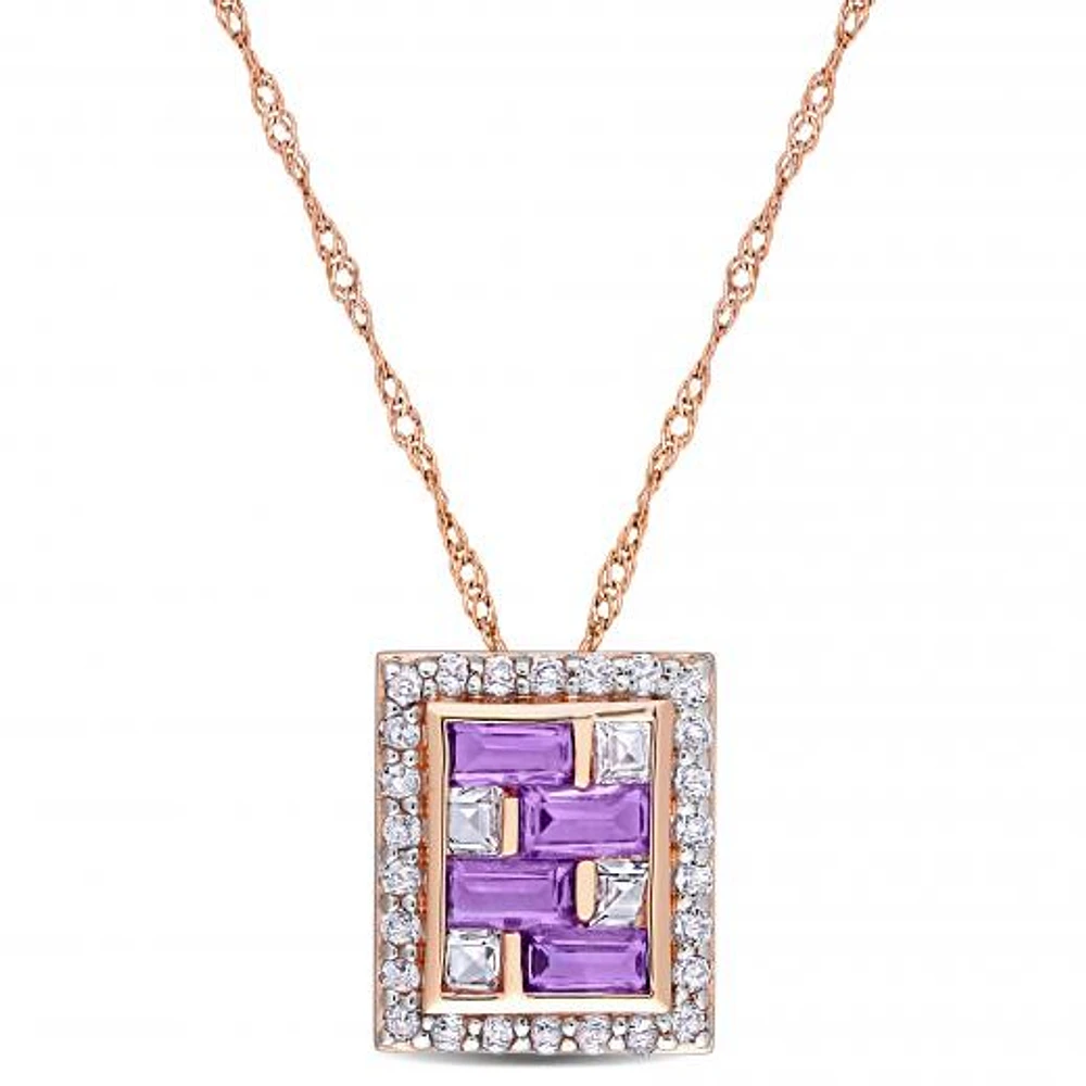 Julianna B 10K Rose Gold Amethyst & White Topaz Pendant