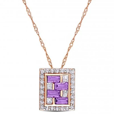 Julianna B 10K Rose Gold Amethyst & White Topaz Pendant