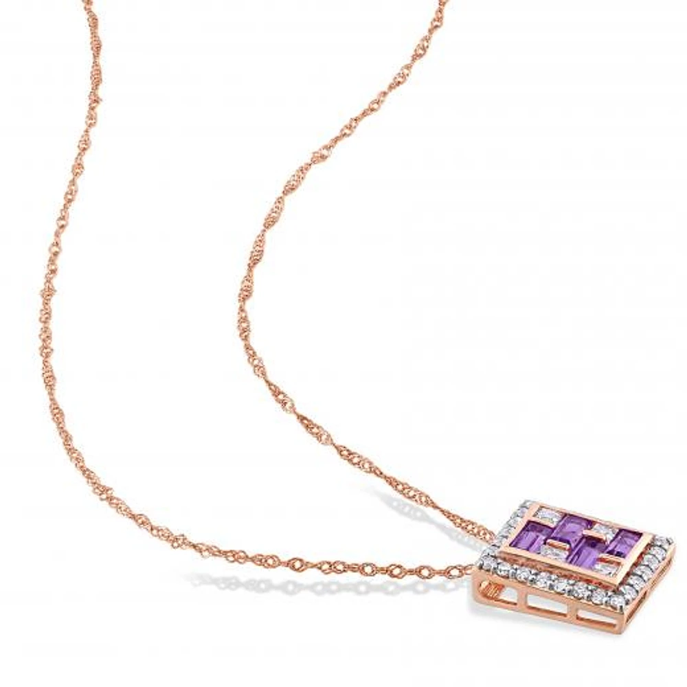 Julianna B 10K Rose Gold Amethyst & White Topaz Pendant