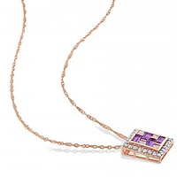 Julianna B 10K Rose Gold Amethyst & White Topaz Pendant