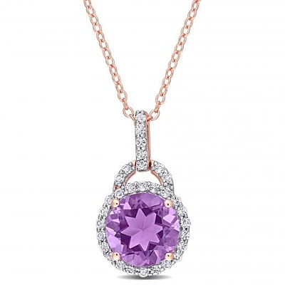Julianna B Sterling Silver Amethyst & White Topaz Pendant