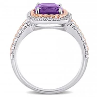 Julianna B Sterling Silver Amethyst & 0.16CTW Diamond Ring