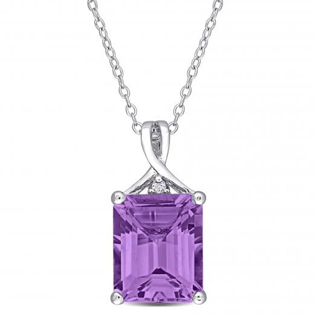 Julianna B Sterling Silver Amethyst & White Topaz Pendant