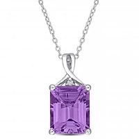Julianna B Sterling Silver Amethyst & White Topaz Pendant