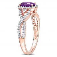 Julianna B 10K Rose Gold Amethyst, White Sapphire & Diamond Ring