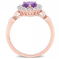 Julianna B 10K Rose Gold Amethyst & 0.02CTW Diamond Ring