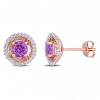 Julianna B 10K Rose Gold Amethyst & 0.25CTW Diamond Earrings
