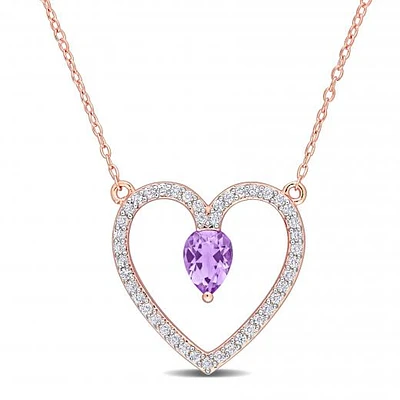 Julianna B Sterling Silver Amethyst & White Topaz Pendant