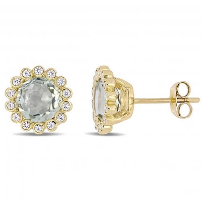 Julianna B 10K Yellow Gold Green Quartz & White Sapphire Earrings