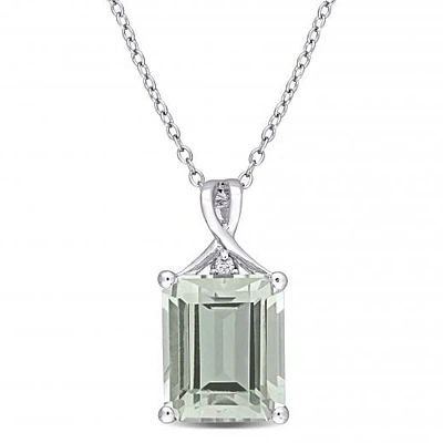 Julianna B Sterling Silver Green Quartz & White Topaz Pendant