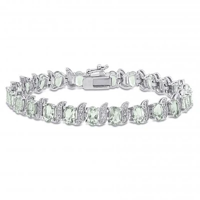 Julianna B Sterling Silver Green Quartz & 0.03CTW Diamond Bracelet