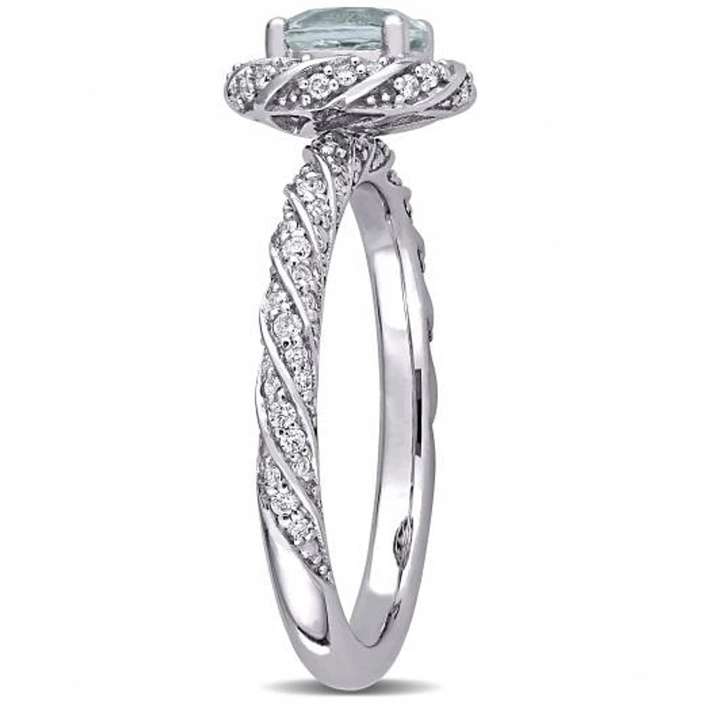 Julianna B 14K White Gold Aquamarine & 0.25CTW Diamond Ring