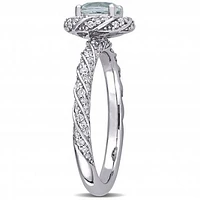 Julianna B 14K White Gold Aquamarine & 0.25CTW Diamond Ring