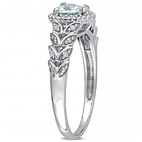 Julianna B 10K White Gold Aquamarine & 0.06ctw Diamond Ring