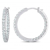 Julianna B 10K White Gold Aquamarine Hoop Earrings