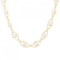 Sterling Silver 10K Yellow Gold Plated 11-12mm 18" Freshwater Pearl Necklace
