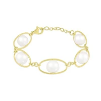 Sterling Silver 10K Yellow Gold Plated 11-12mm 7-8" Freshwater Pearl Bracelet