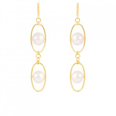 Sterling Silver 10K Yellow Gold Plated 11-12mm Freshwater Pearl Earrings