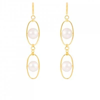 Sterling Silver 10K Yellow Gold Plated 11-12mm Freshwater Pearl Earrings