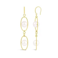 Sterling Silver 10K Yellow Gold Plated 11-12mm Freshwater Pearl Earrings