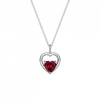 Sterling Silver Created Ruby Heart Necklace
