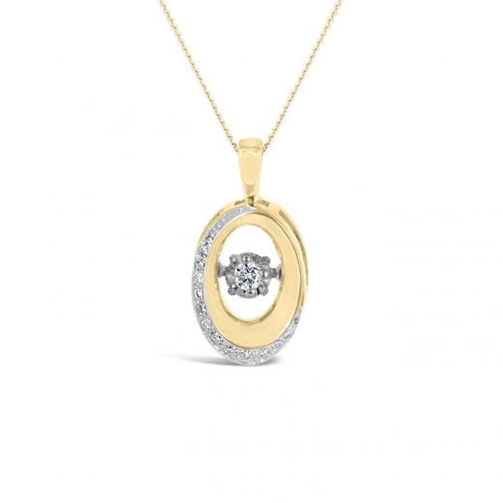 10K Yellow & White Gold 0.09CTW Dancing Diamond Pendant