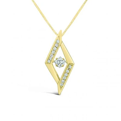 10K Yellow and White Gold 0.20CTW Dancing Diamond Pendant