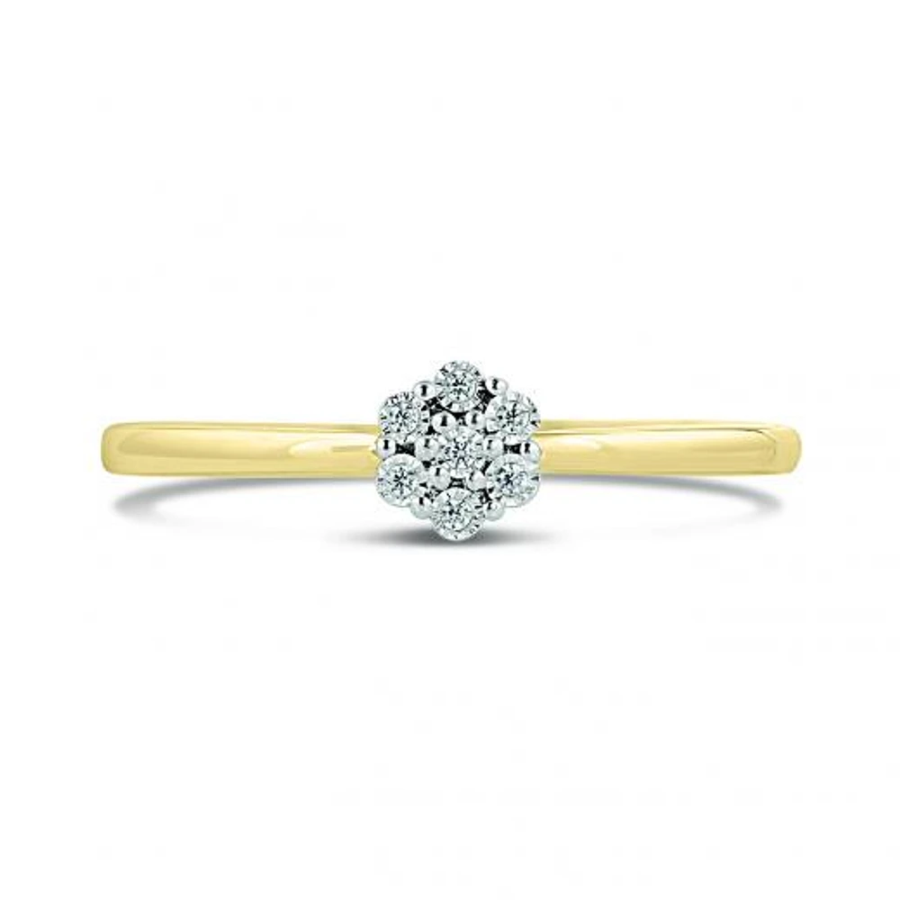 10K Yellow Gold 0.03CTW Diamond Cluster Promise Ring