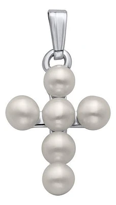 Sterling Silver Cross Cultured Pearls with 15" chain.