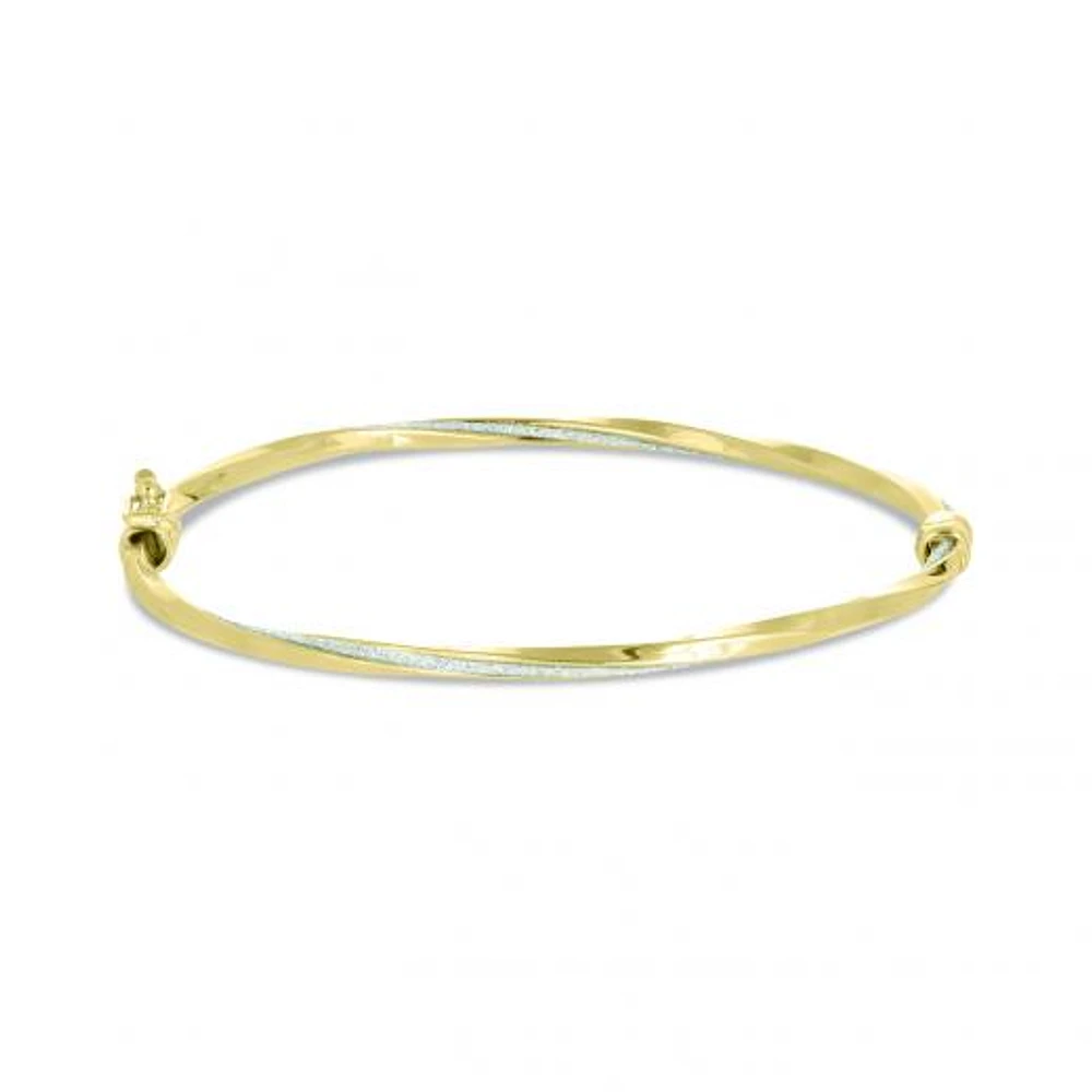 10K Yellow Gold Glitter Bangle