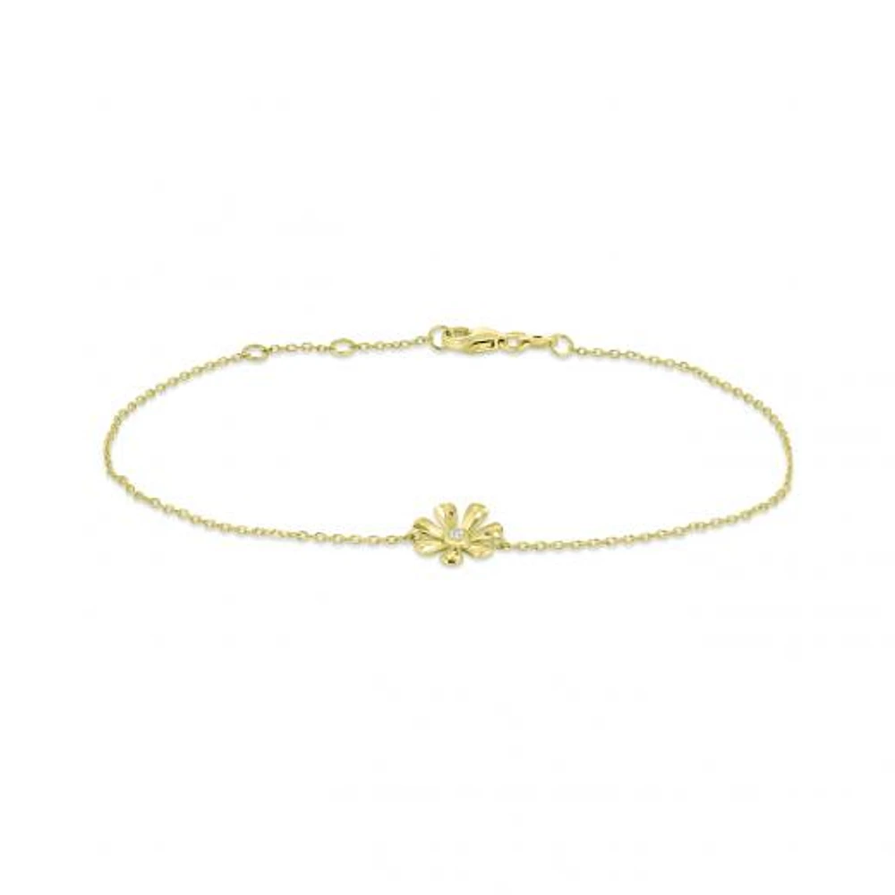 10K Yellow Gold Cubic Zirconia Flower Bracelet