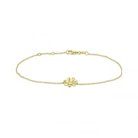 10K Yellow Gold Cubic Zirconia Flower Bracelet