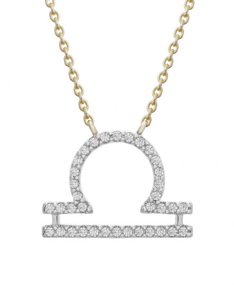 10K Yellow Gold Libra 0.10CTW Diamond Pendant