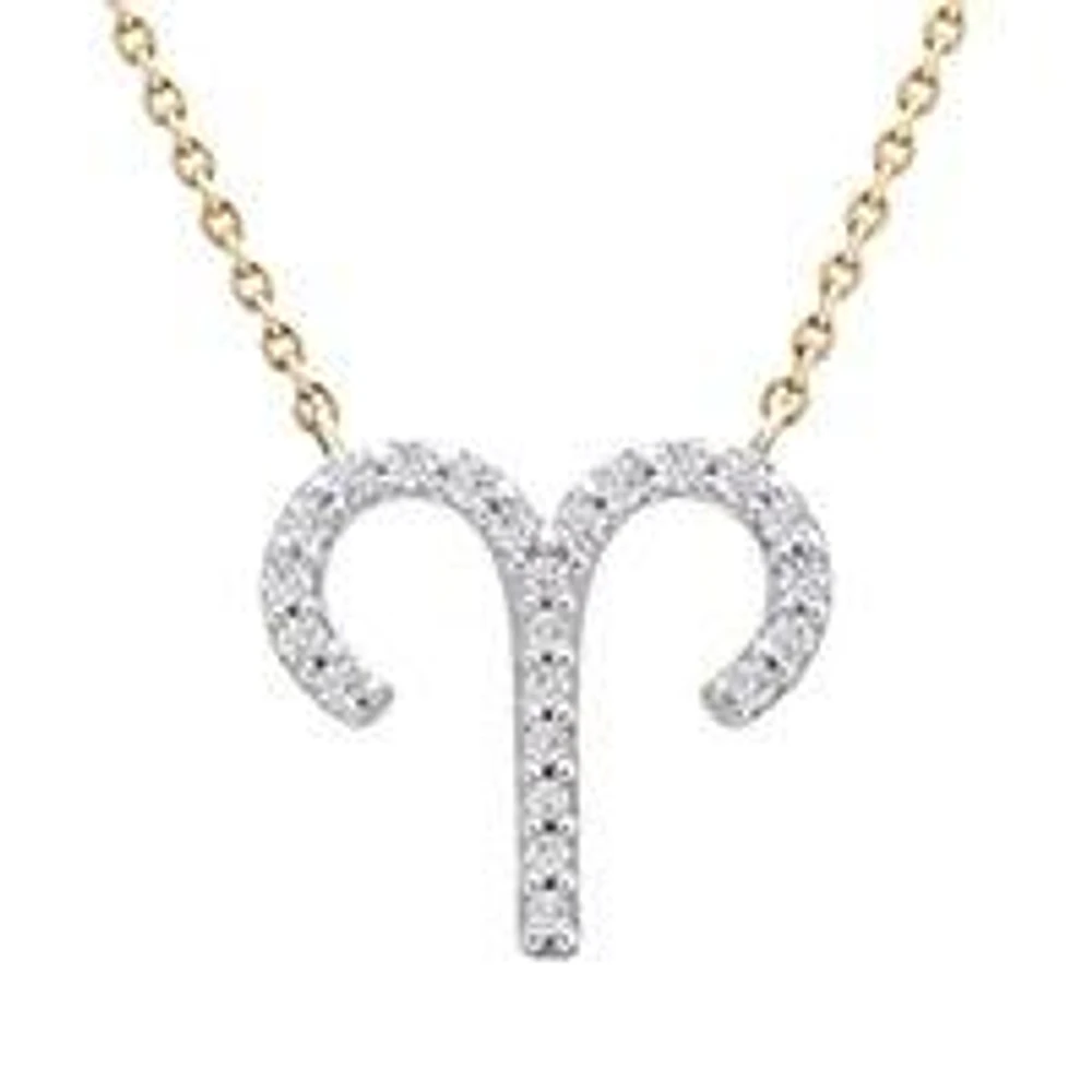 10K Yellow Gold Aries 0.10CTW Diamond Pendant