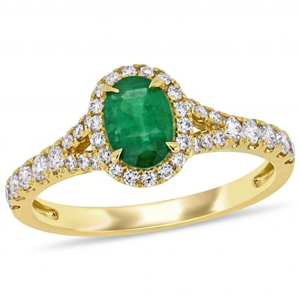 Julianna B 14K Yellow Gold Emerald & 0.45CTW Diamond Ring