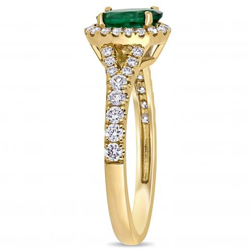 Julianna B 14K Yellow Gold Emerald & 0.45CTW Diamond Ring