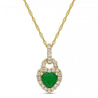 Julianna B 14K Yellow Gold Emerald & 0.25CTW Diamond Necklace