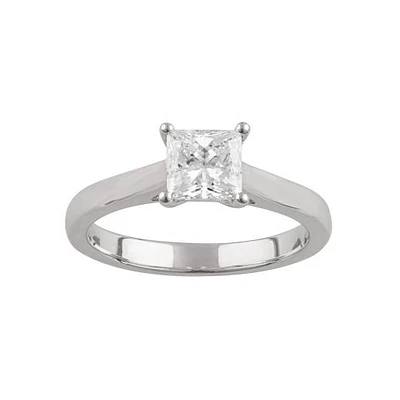 Glacier Fire 14K White Gold 1.00CT Ideal Princess Cut Diamond Solitaire Ring