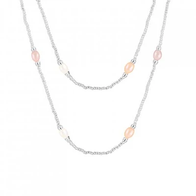 36" Endless 7-8mm Freshwater Pearl Necklace with Glass Beads
