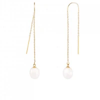 14K Yellow Gold 7.5-8mm White Freshwater Pearl Earrings