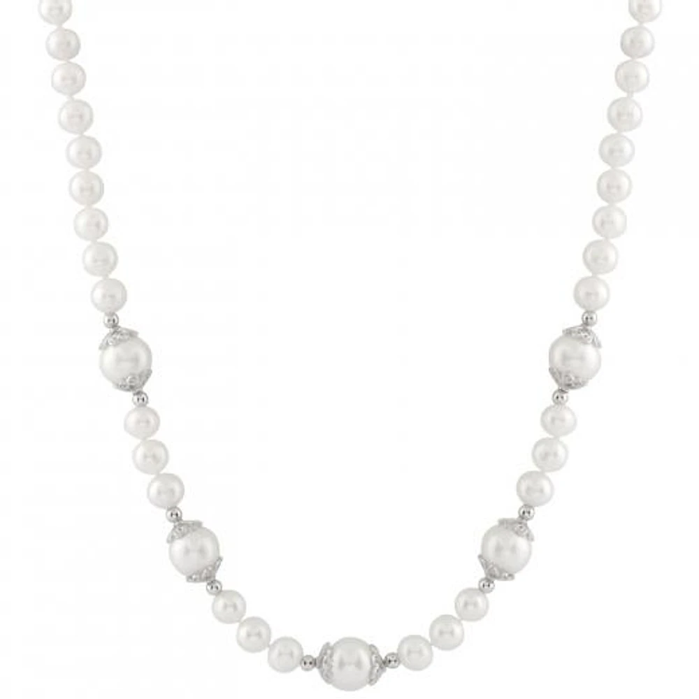 Sterling Silver 6-12mm Freshwater Pearls 18" Necklace