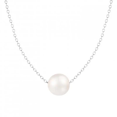 Sterling Silver 10mm Freshwater Pearl. 17" Necklace