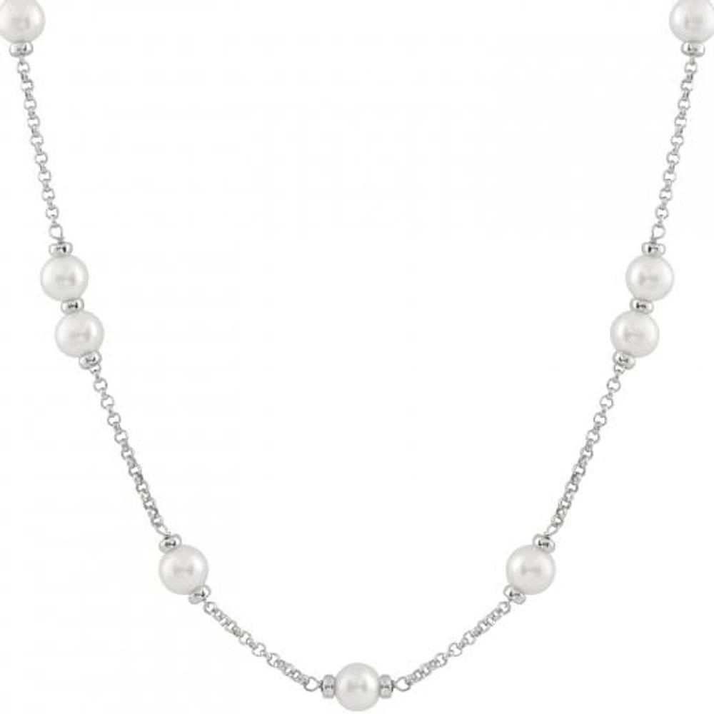 Sterling Silver 8-9mm White Pearls 18" Necklace