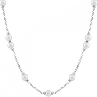 Sterling Silver 8-9mm White Pearls 18" Necklace