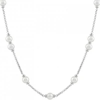 Sterling Silver 8-9mm White Pearls 18" Necklace