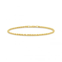 10K Yellow Gold 7.5" 2mm Semi Solid Diamond Cut Rope Bracelet