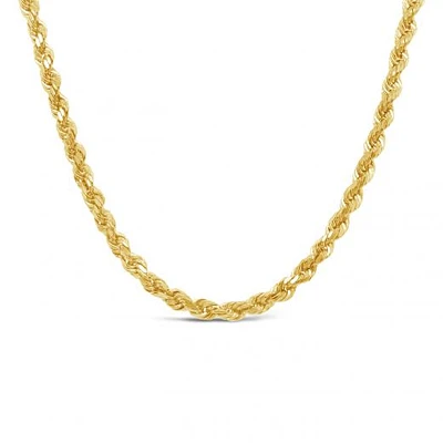 10K Yellow Gold 20" 2mm Semi Solid Diamond Cut Rope Chain