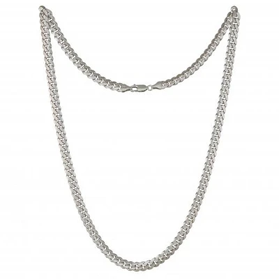 Sterling Silver 24" 5.3mm Pave Cut Curb Chain